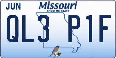 MO license plate QL3P1F