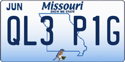 MO license plate QL3P1G