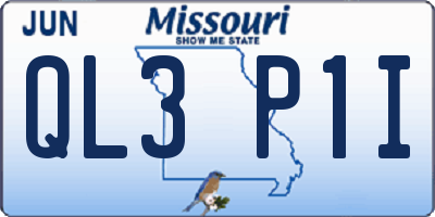 MO license plate QL3P1I