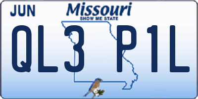 MO license plate QL3P1L