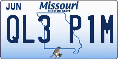 MO license plate QL3P1M