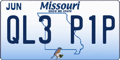 MO license plate QL3P1P