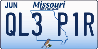 MO license plate QL3P1R
