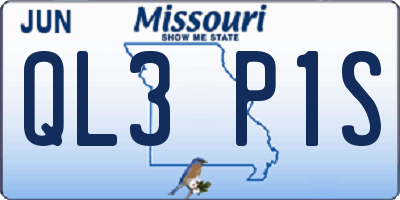 MO license plate QL3P1S