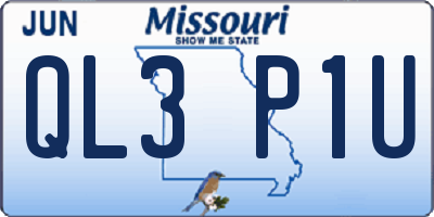 MO license plate QL3P1U