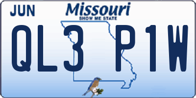 MO license plate QL3P1W