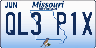 MO license plate QL3P1X