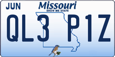 MO license plate QL3P1Z