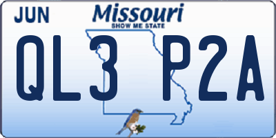 MO license plate QL3P2A