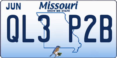 MO license plate QL3P2B