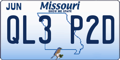 MO license plate QL3P2D