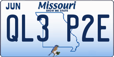 MO license plate QL3P2E