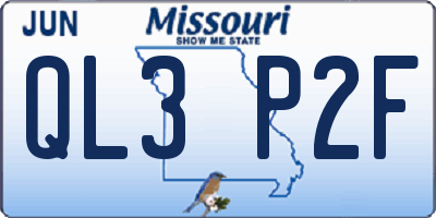 MO license plate QL3P2F