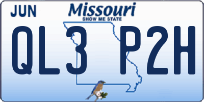 MO license plate QL3P2H