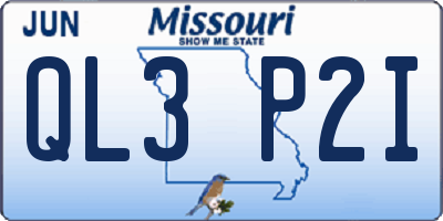 MO license plate QL3P2I