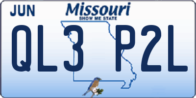 MO license plate QL3P2L