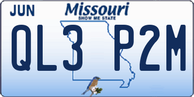 MO license plate QL3P2M