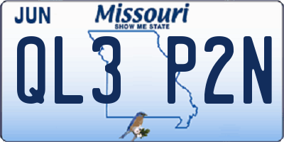 MO license plate QL3P2N