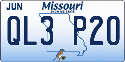 MO license plate QL3P2O