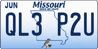 MO license plate QL3P2U