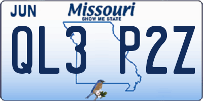 MO license plate QL3P2Z