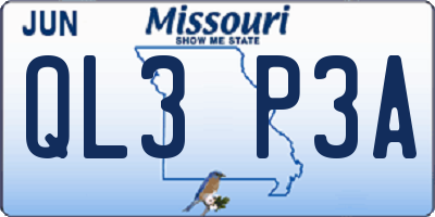 MO license plate QL3P3A