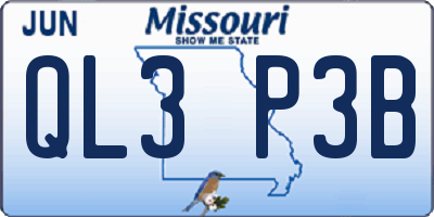MO license plate QL3P3B