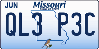 MO license plate QL3P3C