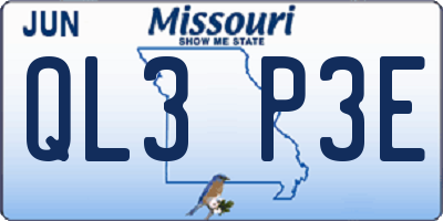 MO license plate QL3P3E