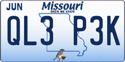 MO license plate QL3P3K