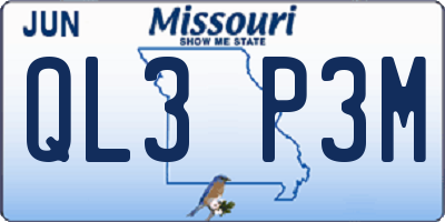 MO license plate QL3P3M