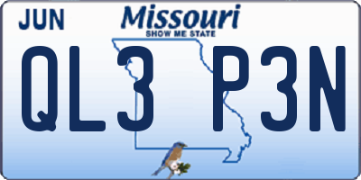 MO license plate QL3P3N