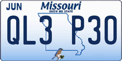 MO license plate QL3P3O