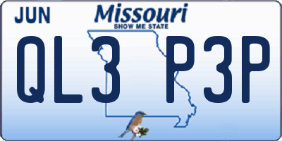 MO license plate QL3P3P