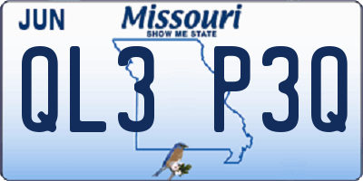 MO license plate QL3P3Q