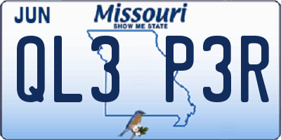 MO license plate QL3P3R