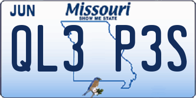 MO license plate QL3P3S