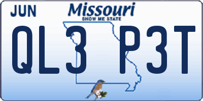MO license plate QL3P3T