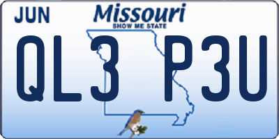 MO license plate QL3P3U