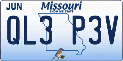 MO license plate QL3P3V