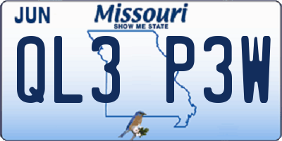 MO license plate QL3P3W