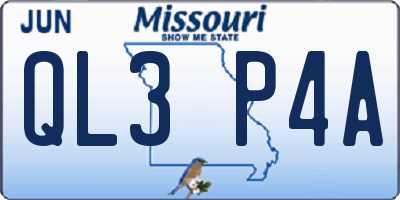 MO license plate QL3P4A