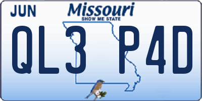 MO license plate QL3P4D