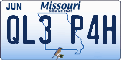 MO license plate QL3P4H