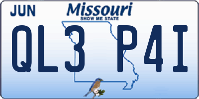 MO license plate QL3P4I