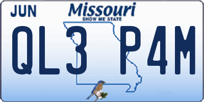 MO license plate QL3P4M