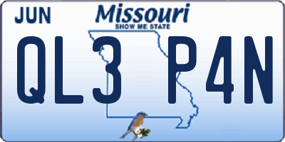 MO license plate QL3P4N