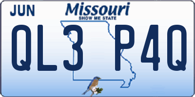 MO license plate QL3P4Q
