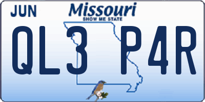 MO license plate QL3P4R