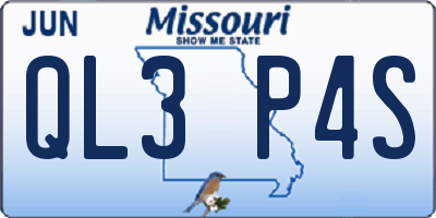 MO license plate QL3P4S